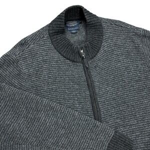 Pendleton Full Zip Washable Shetland Wool Cardigan Sweater Gray Striped Men's XL